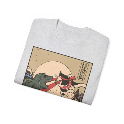 Mens Vintage Cat Vs Godzilla Tee