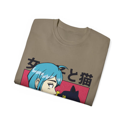 Mens Anime Girl Cat Tee