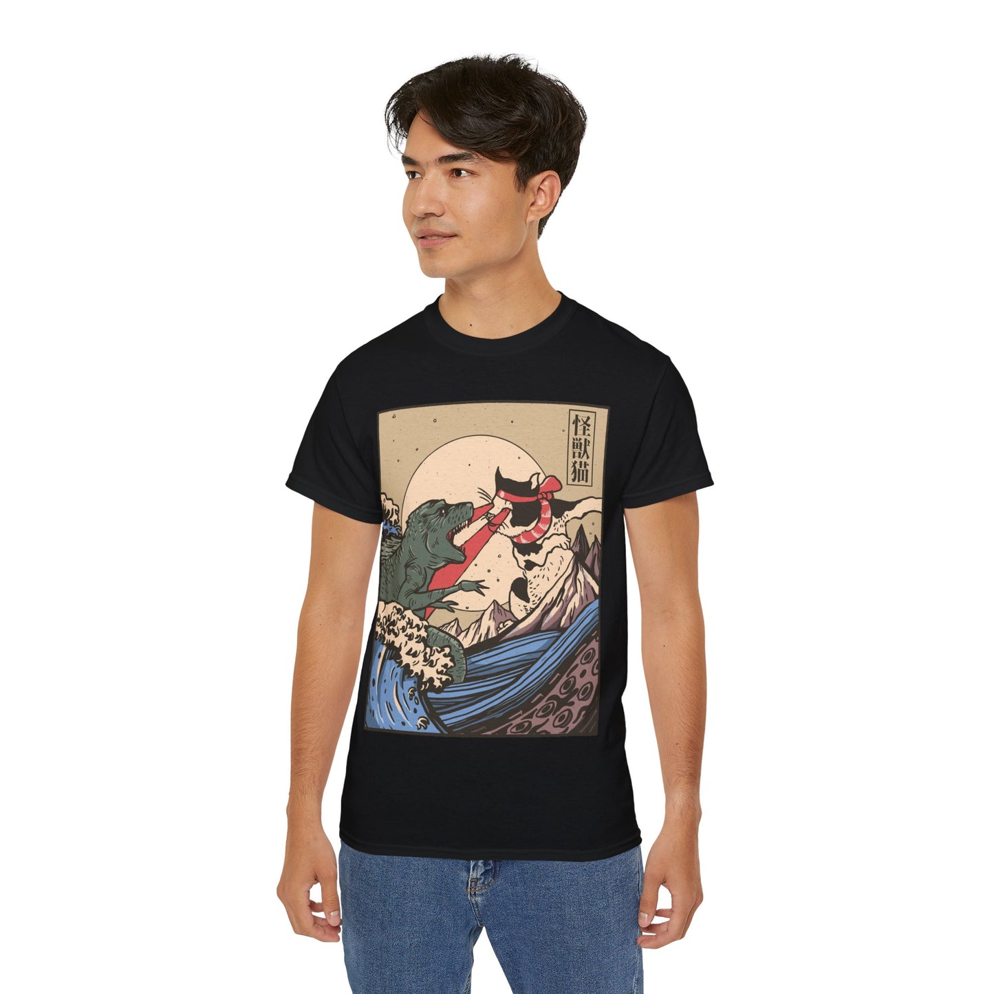 Mens Vintage Cat Vs Godzilla Tee