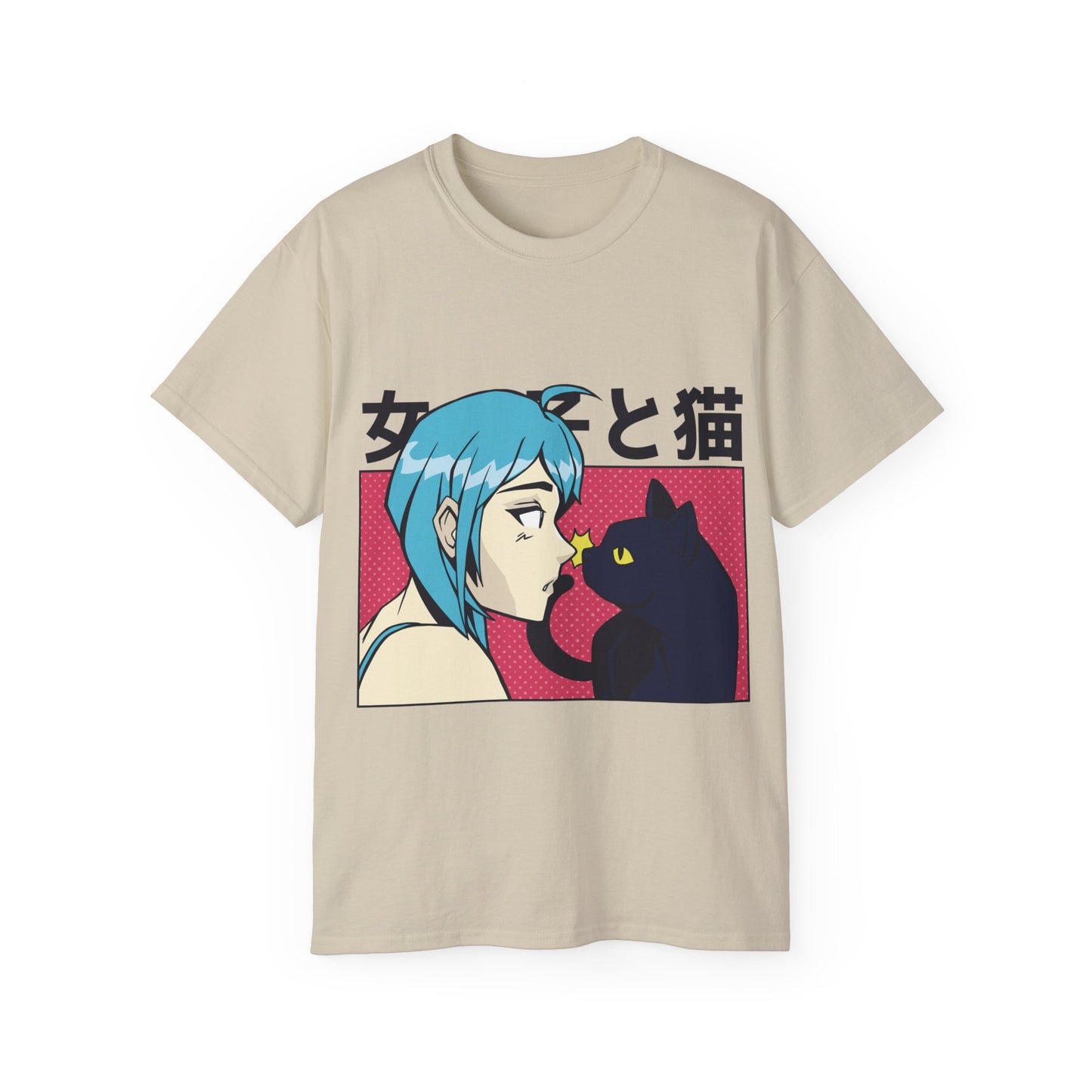 Mens Anime Girl Cat Tee