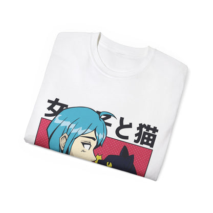 Mens Anime Girl Cat Tee