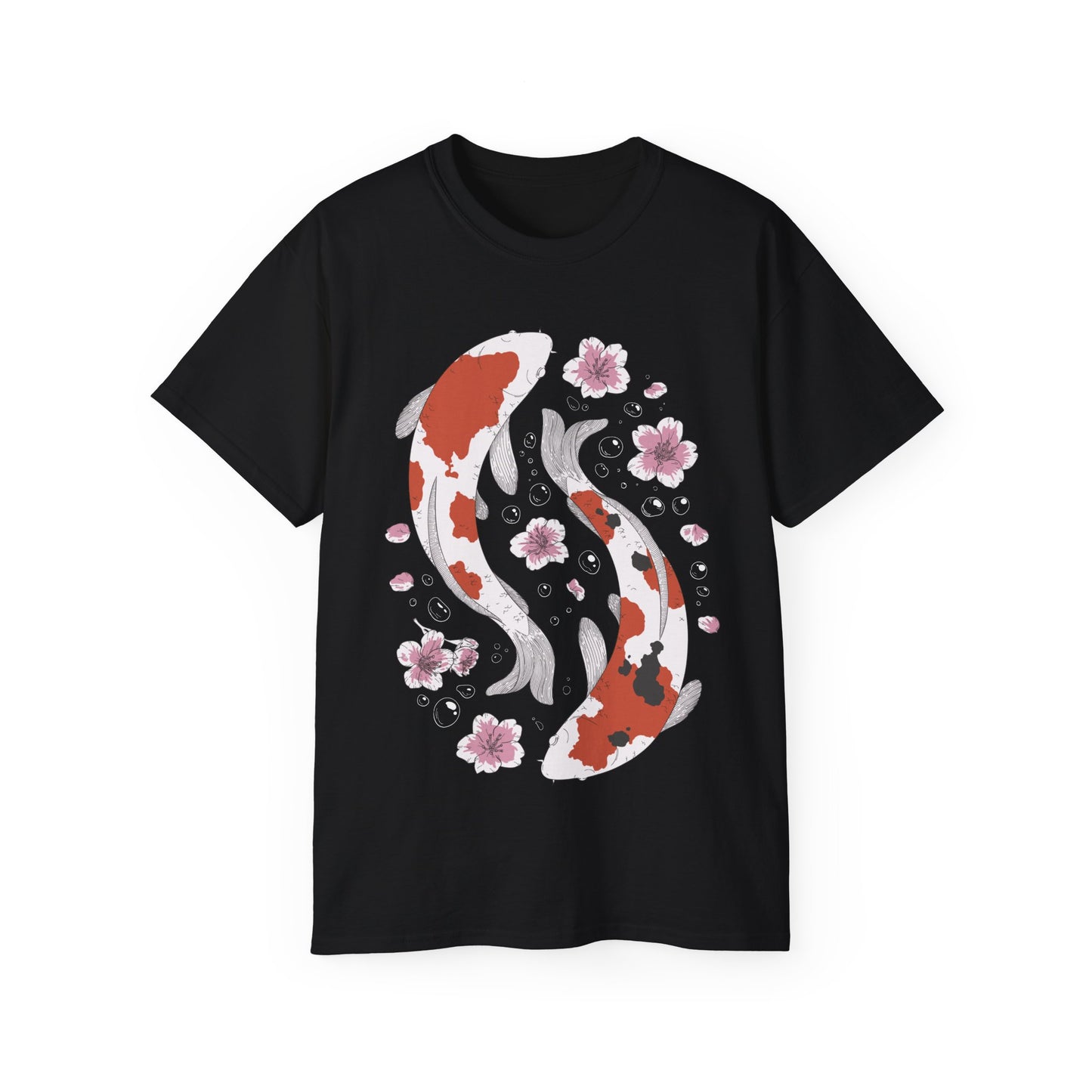 Womens Koi Fish & Flowers Tee