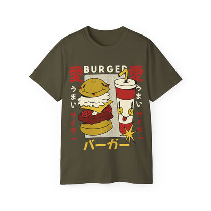 Womens Cartoon Burger & Soda Tee