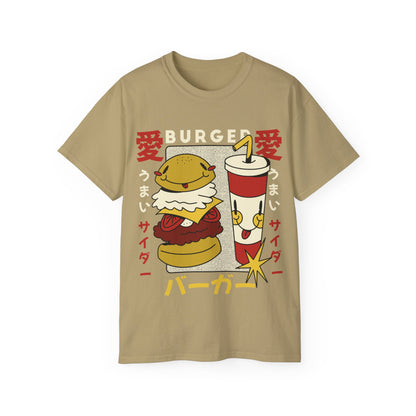 Womens Cartoon Burger & Soda Tee