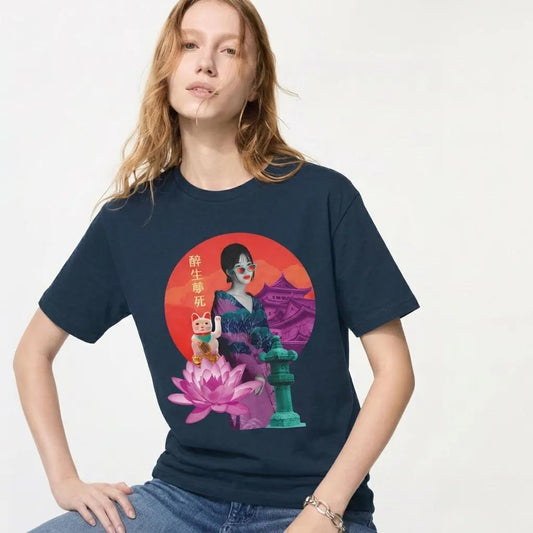 Womens Japanese Temple Collage Tee