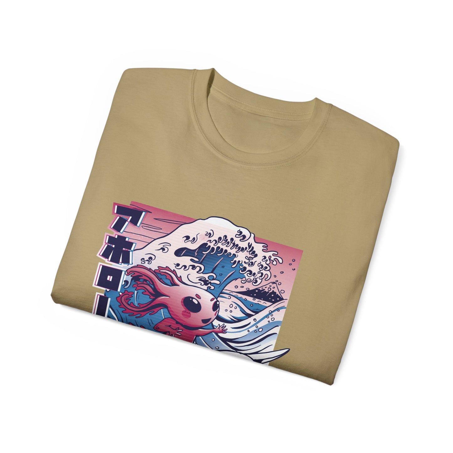 Womens Vaporwave Surfing Axolotl T-Shirt