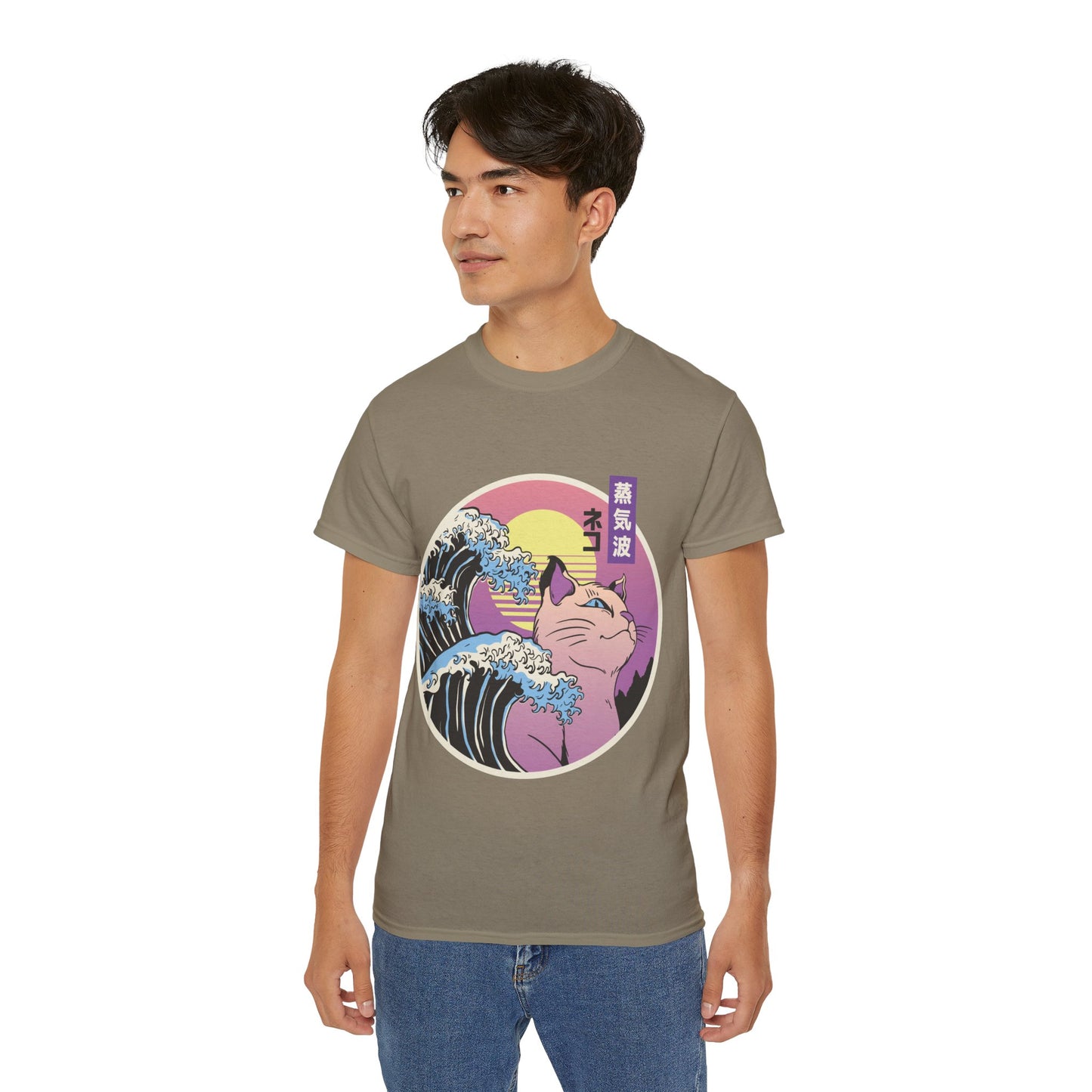 Mens Vaporwave Cat Tee