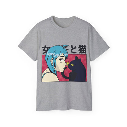 Mens Anime Girl Cat Tee