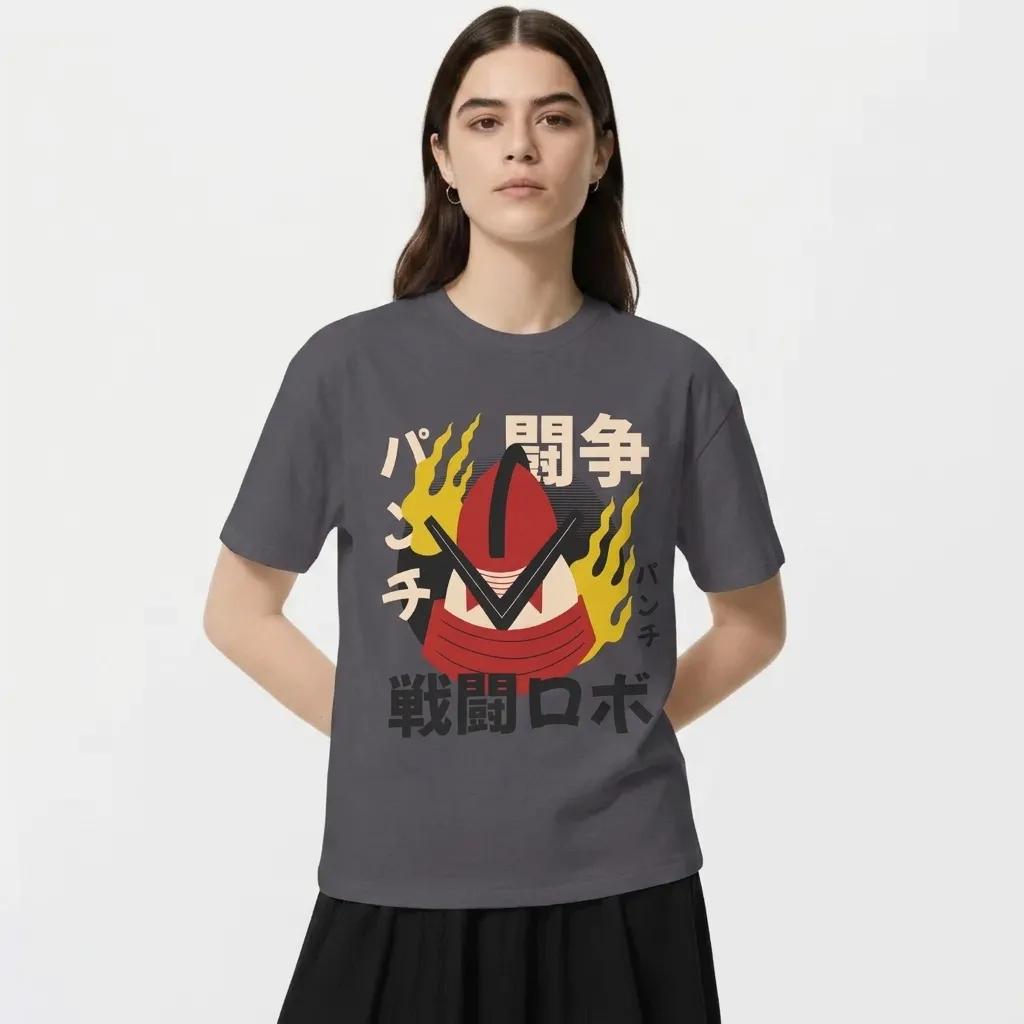Womens Robot With Fire Tee
