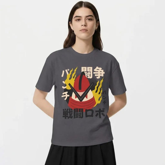 Womens Robot With Fire Tee