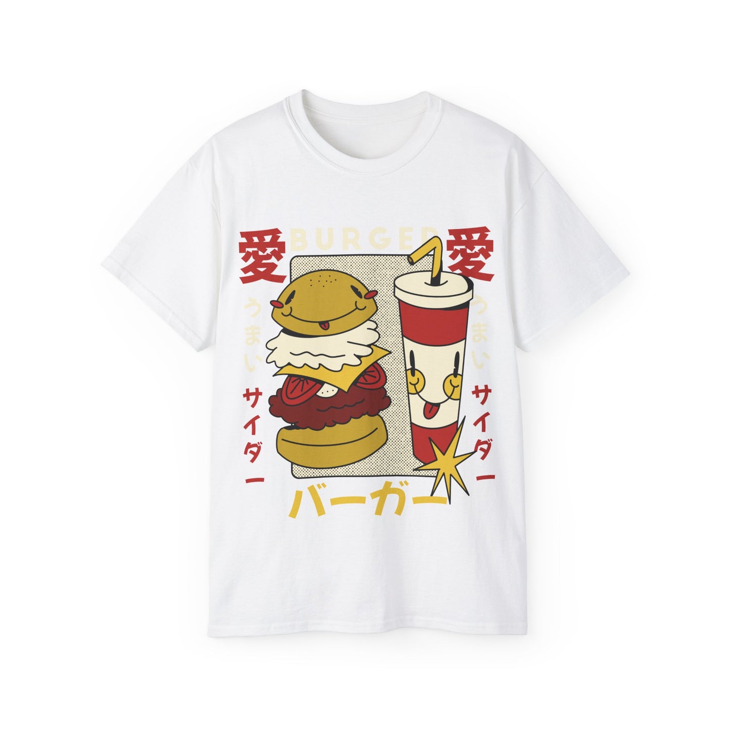 Womens Cartoon Burger & Soda Tee
