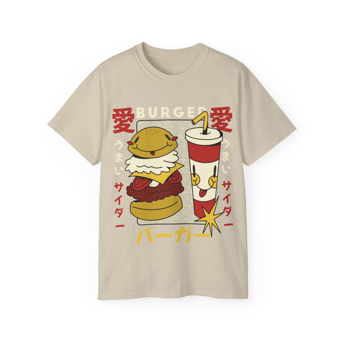 Womens Cartoon Burger & Soda Tee