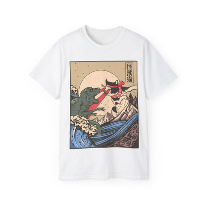 Mens Vintage Cat Vs Godzilla Tee