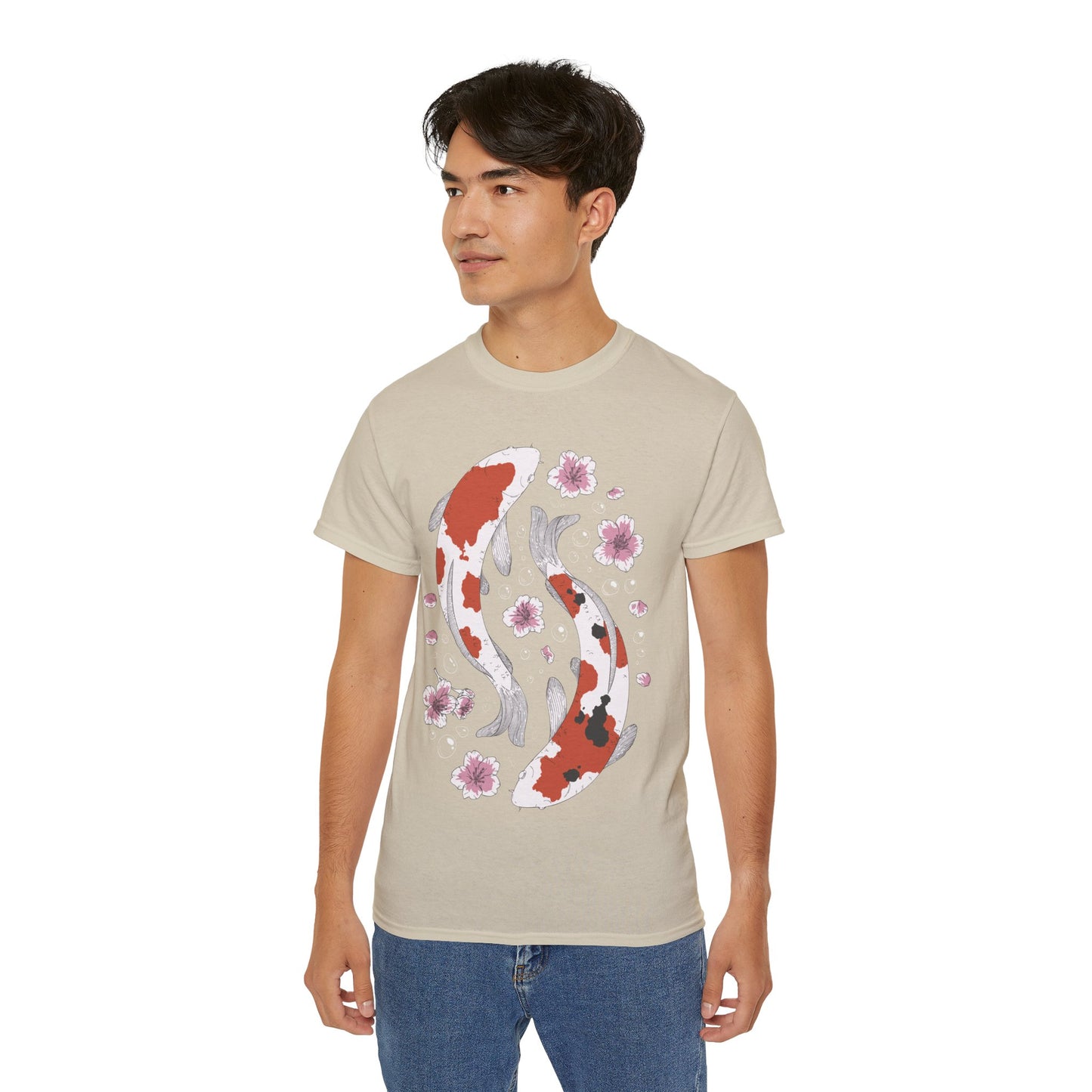 Mens Koi Fish & Flowers Tee