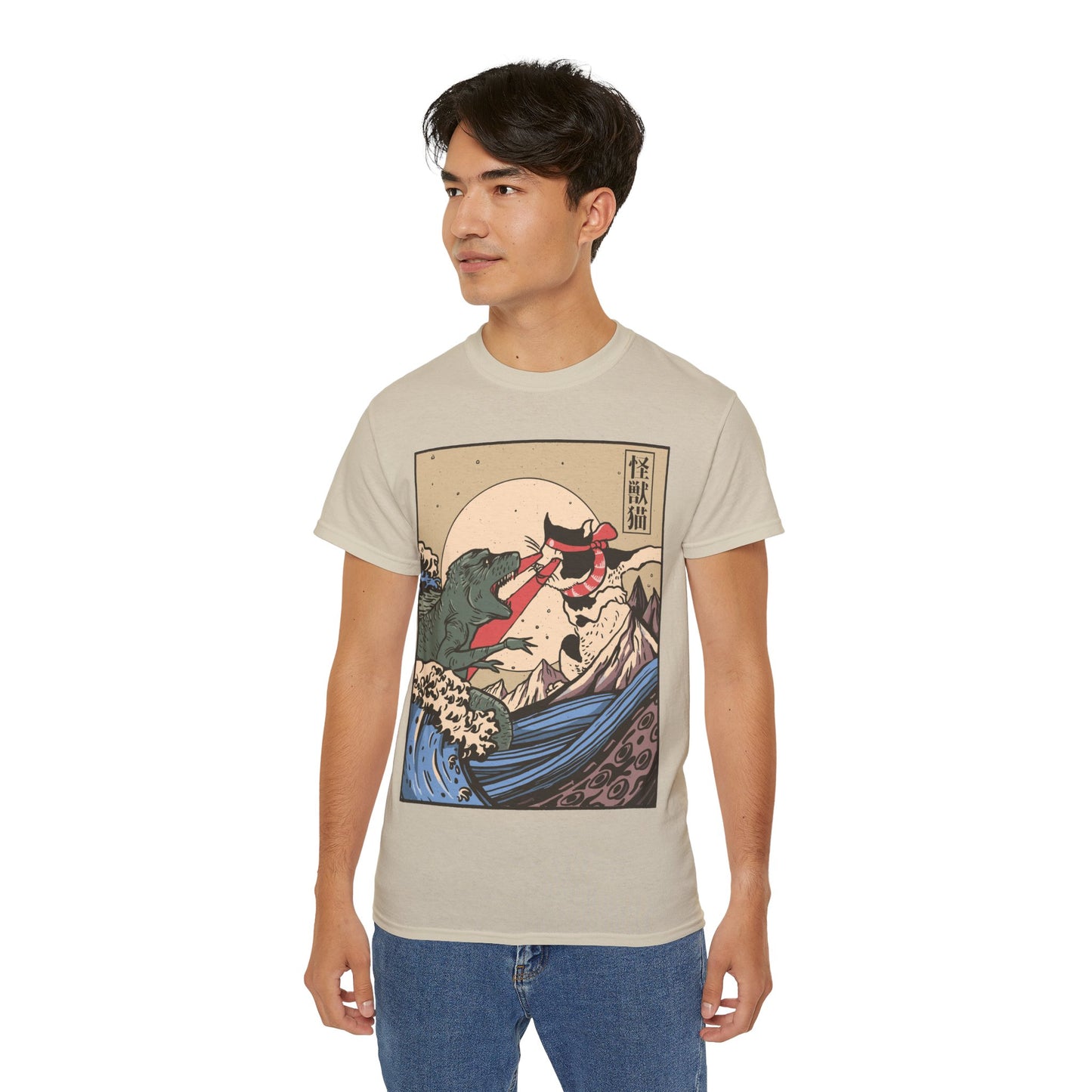 Mens Vintage Cat Vs Godzilla Tee