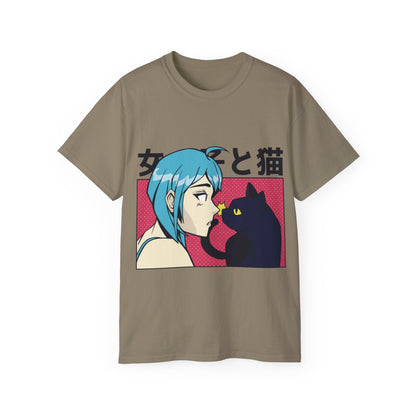 Mens Anime Girl Cat Tee