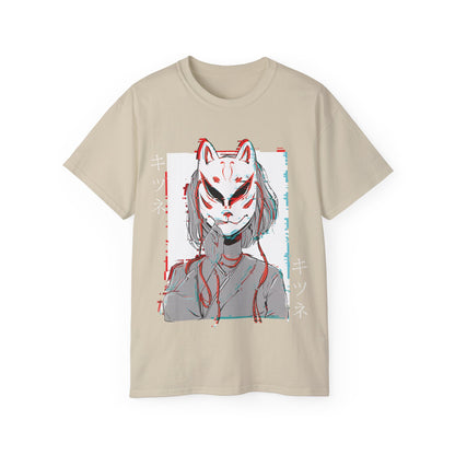 Womens Kitsune Mask Glitch T-Shirt