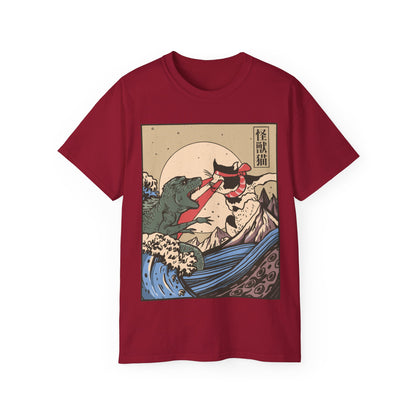 Mens Vintage Cat Vs Godzilla Tee