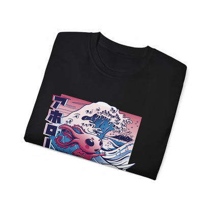 Mens Vaporwave Surfing Axolotl Tee