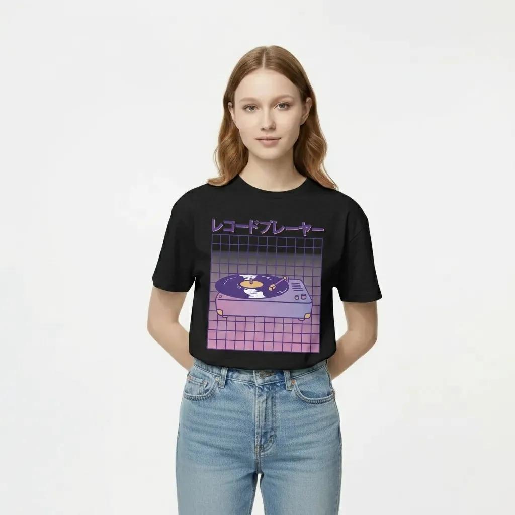 Womens Vaporwave Turntable Tee