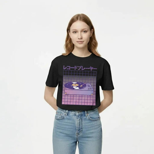 Womens Vaporwave Turntable Tee