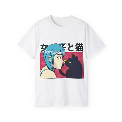 Mens Anime Girl Cat Tee