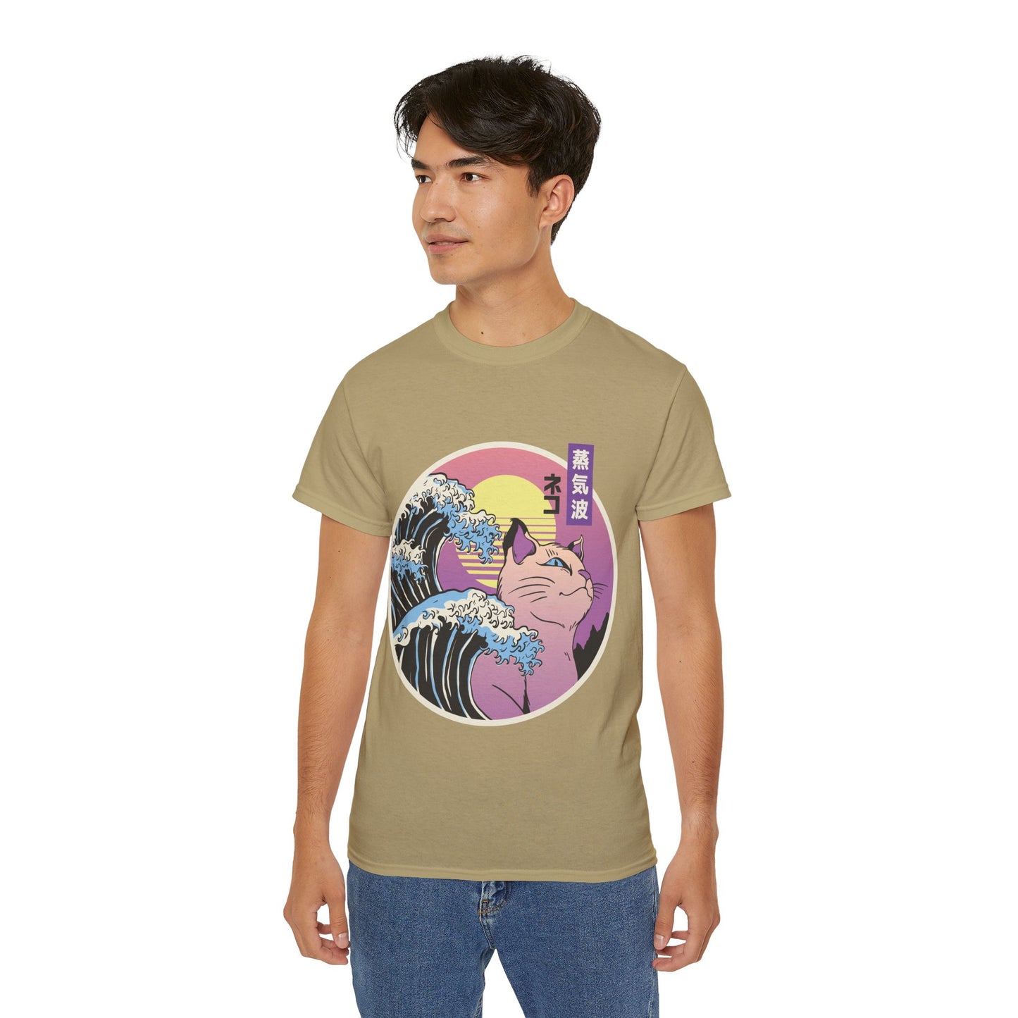 Mens Vaporwave Cat Tee