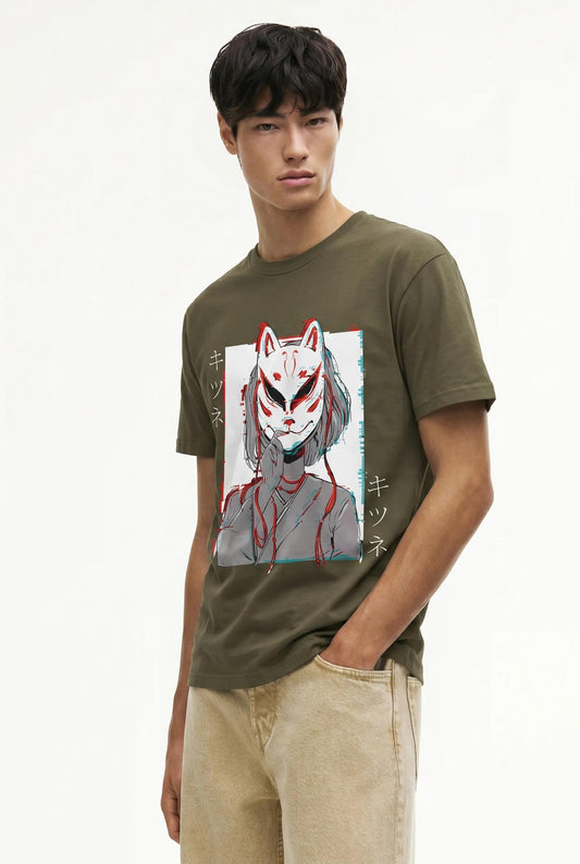 Mens Kitsune Mask Glitch Tee