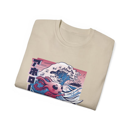 Womens Vaporwave Surfing Axolotl T-Shirt