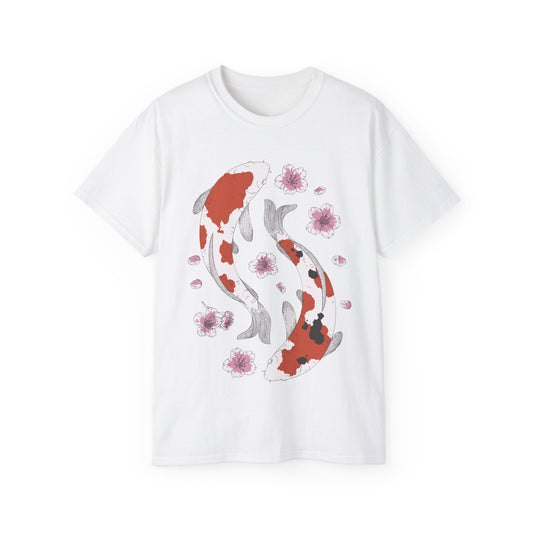 Womens Koi Fish & Flowers Tee