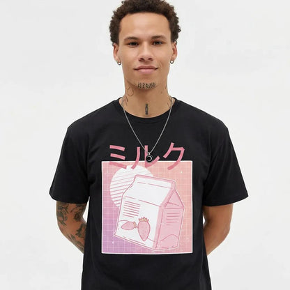 Mens Vaporwave Strawberry Milk Tee