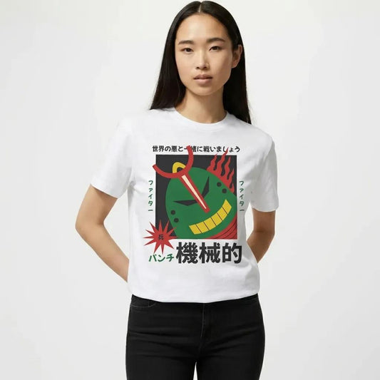 Womens Robot With Green Head Tee