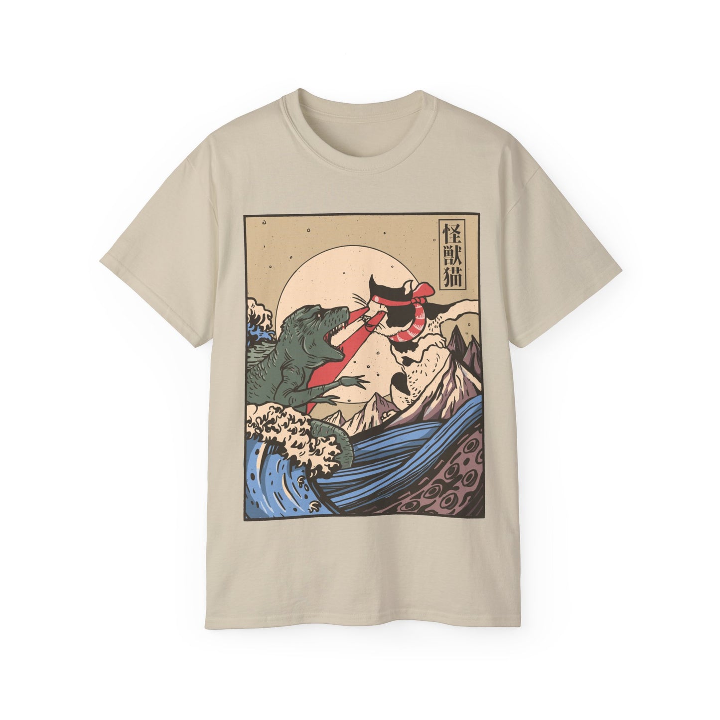 Womens Vintage Cat Vs Godzilla Tee