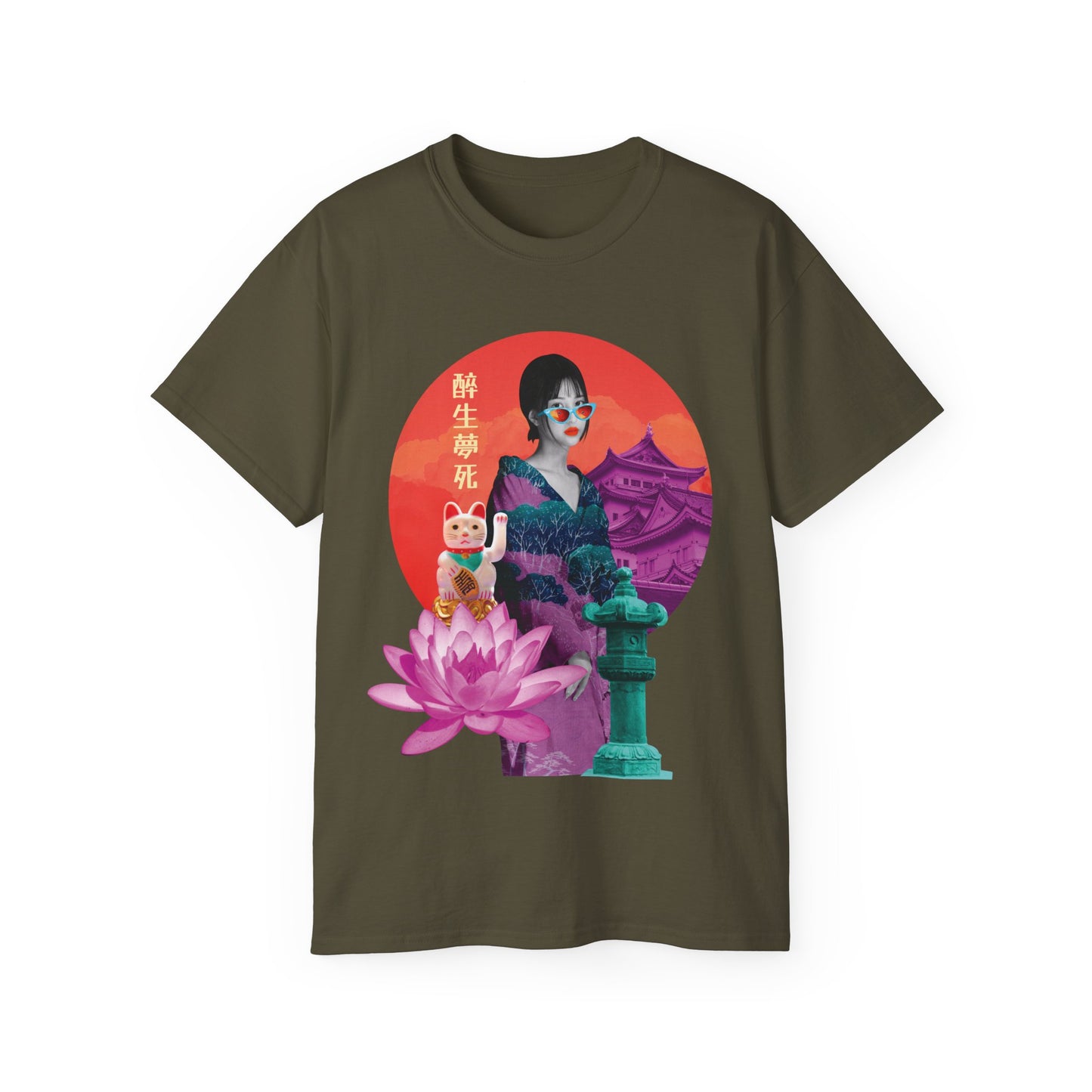 Mens Japanese Temple Collage Tee