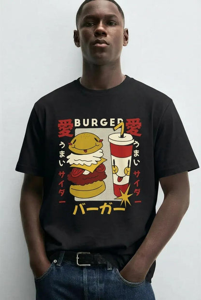 Mens Cartoon Burger & Soda Tee