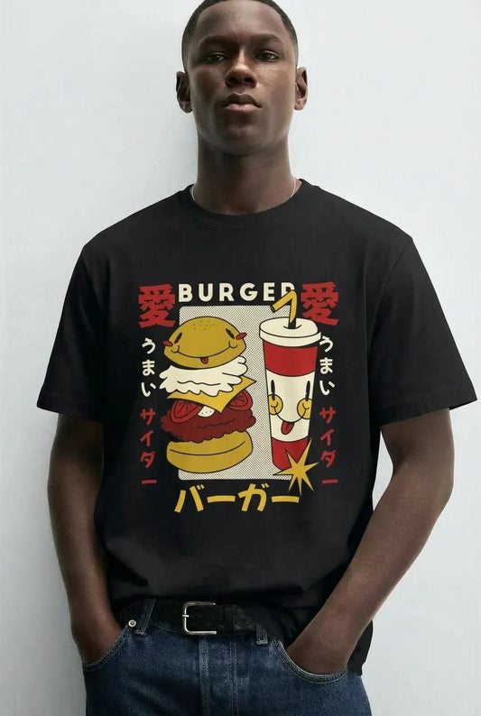 Mens Cartoon Burger & Soda Tee