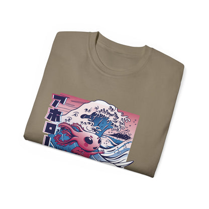 Womens Vaporwave Surfing Axolotl T-Shirt