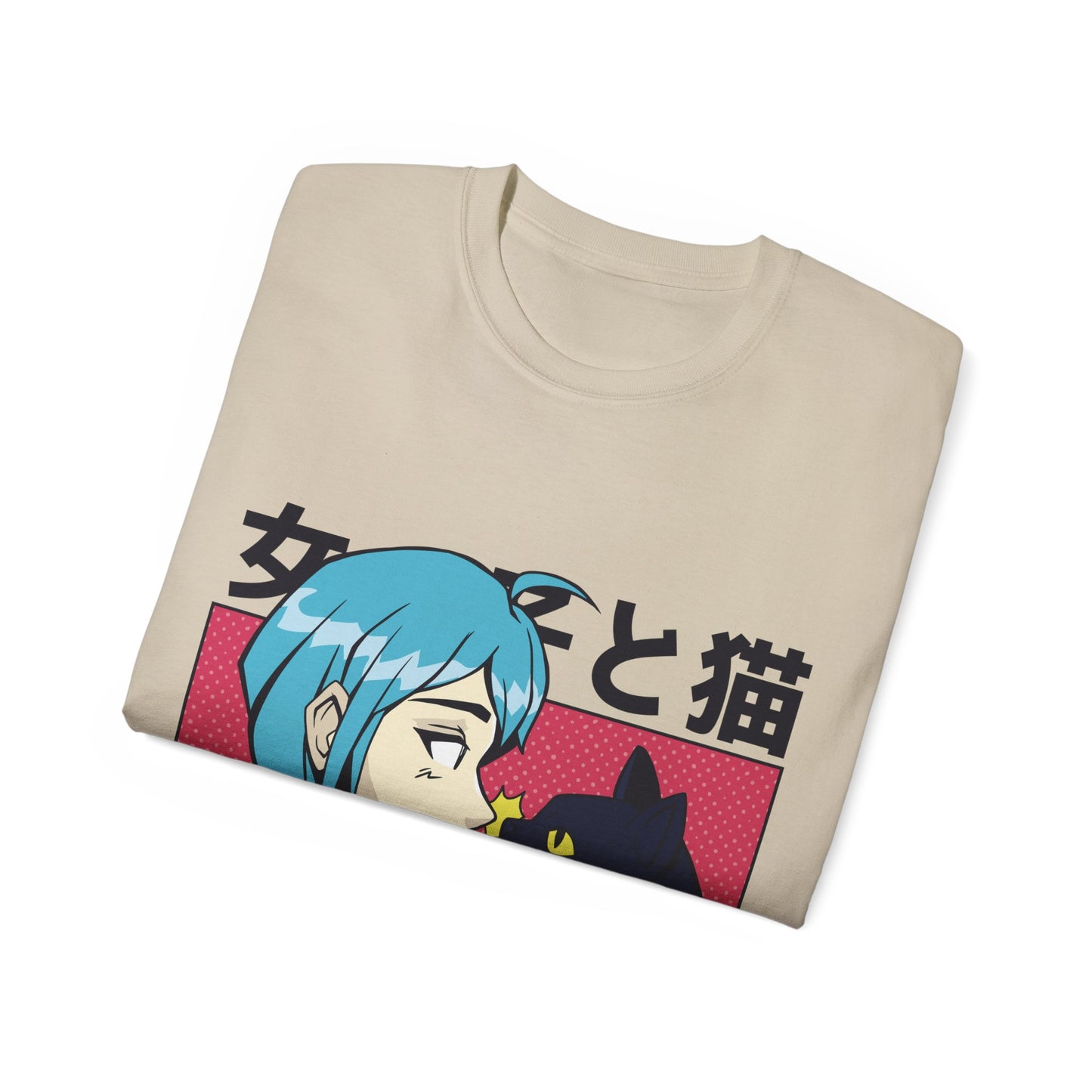 Mens Anime Girl Cat Tee