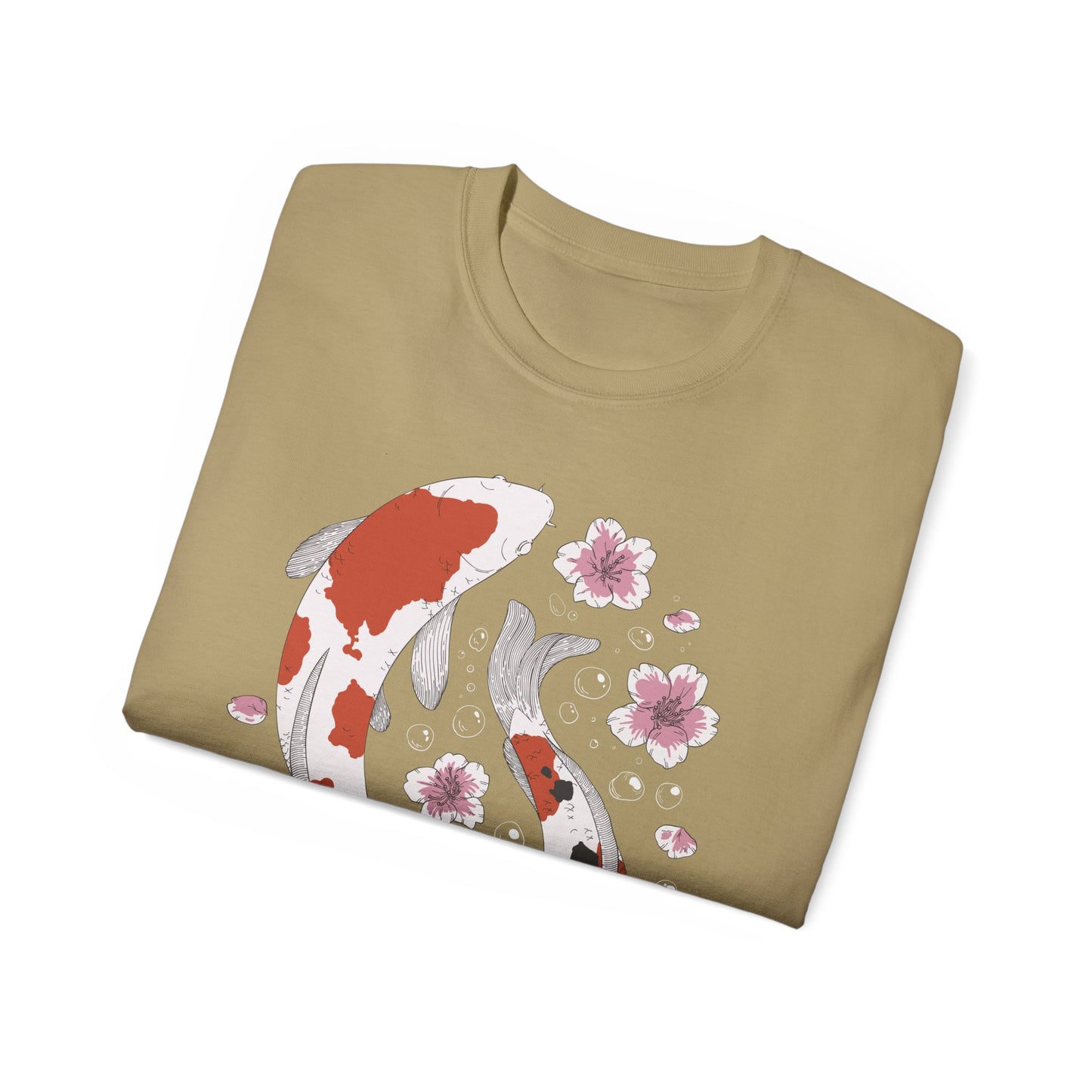Womens Koi Fish & Flowers Tee