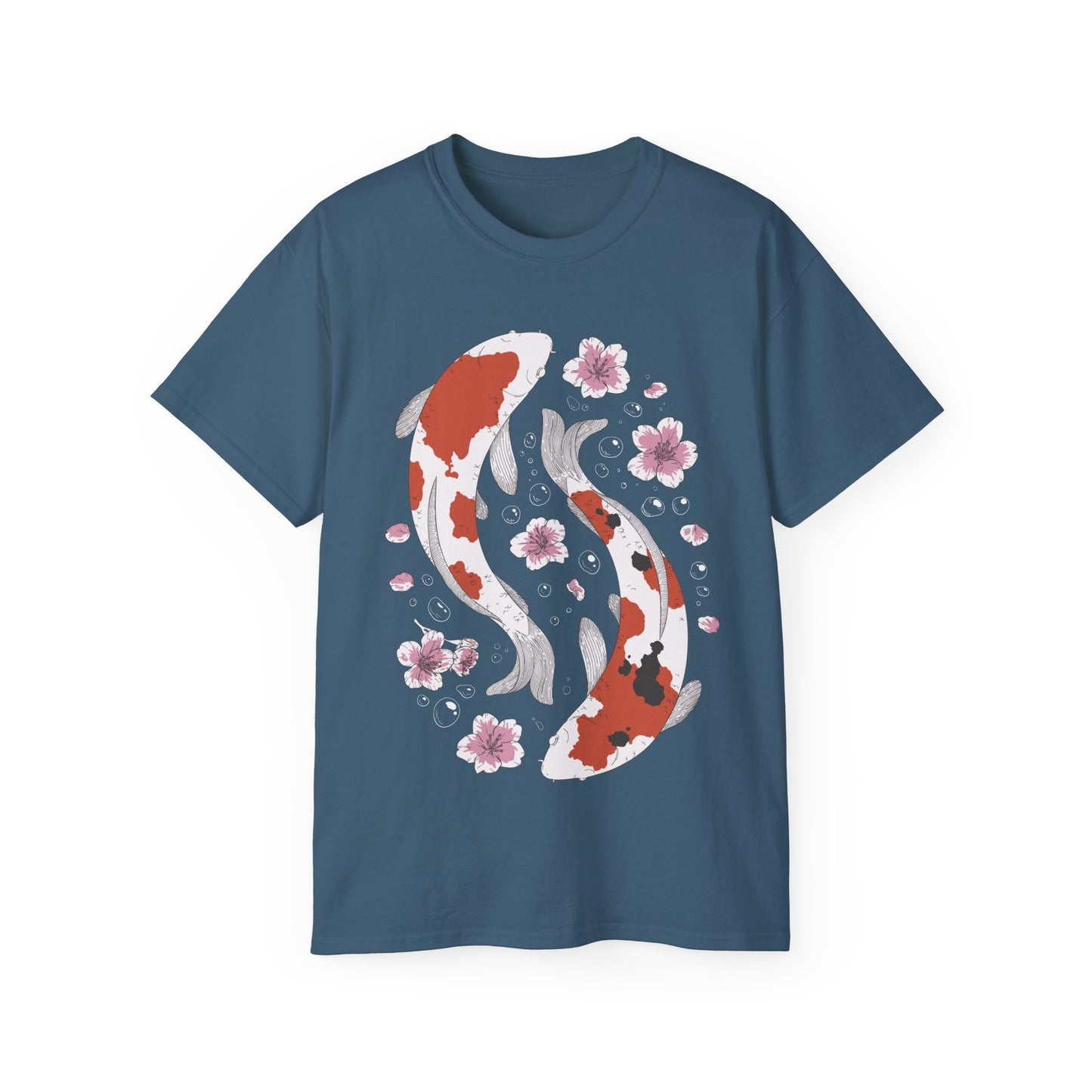 Womens Koi Fish & Flowers Tee