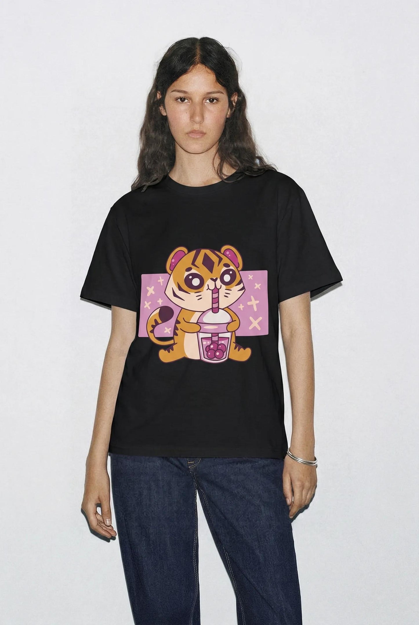 Womens Kawaii Tiger Tea Tee