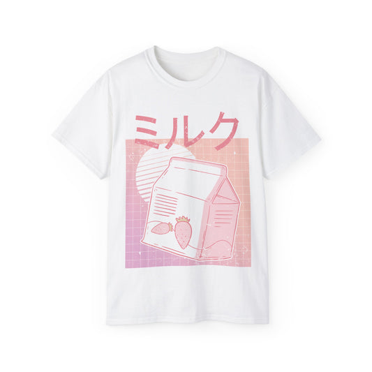 Womens Vaporwave Strawberry Milk T-Shirt