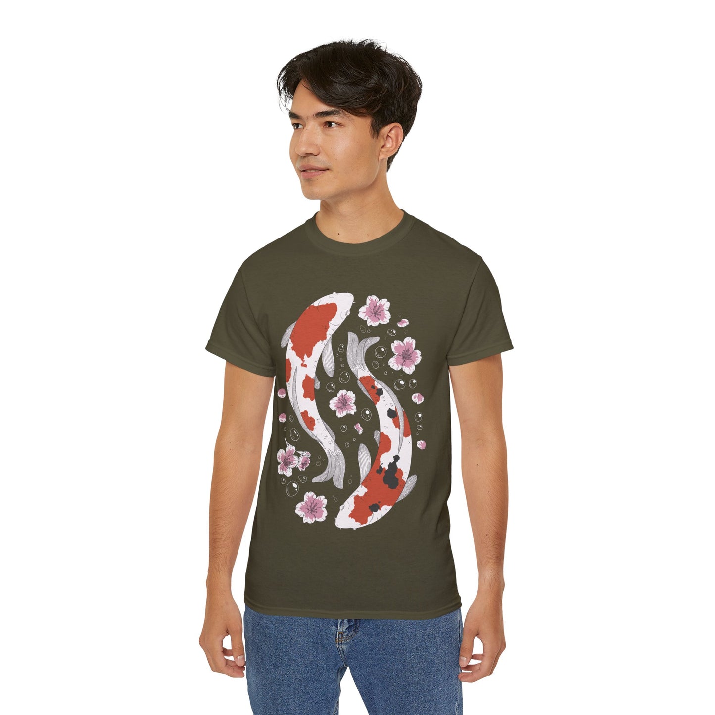 Mens Koi Fish & Flowers Tee