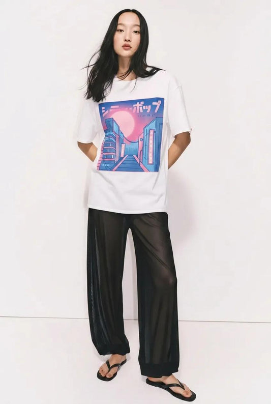 Womens Vaporwave City Tee