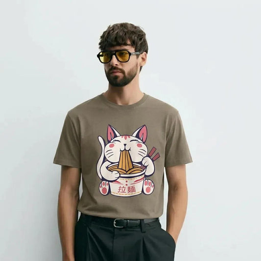 Mens Kawaii Ramen Cat Tee