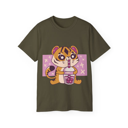 Mens Kawaii Tiger Tea Tee