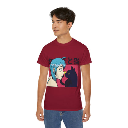 Mens Anime Girl Cat Tee