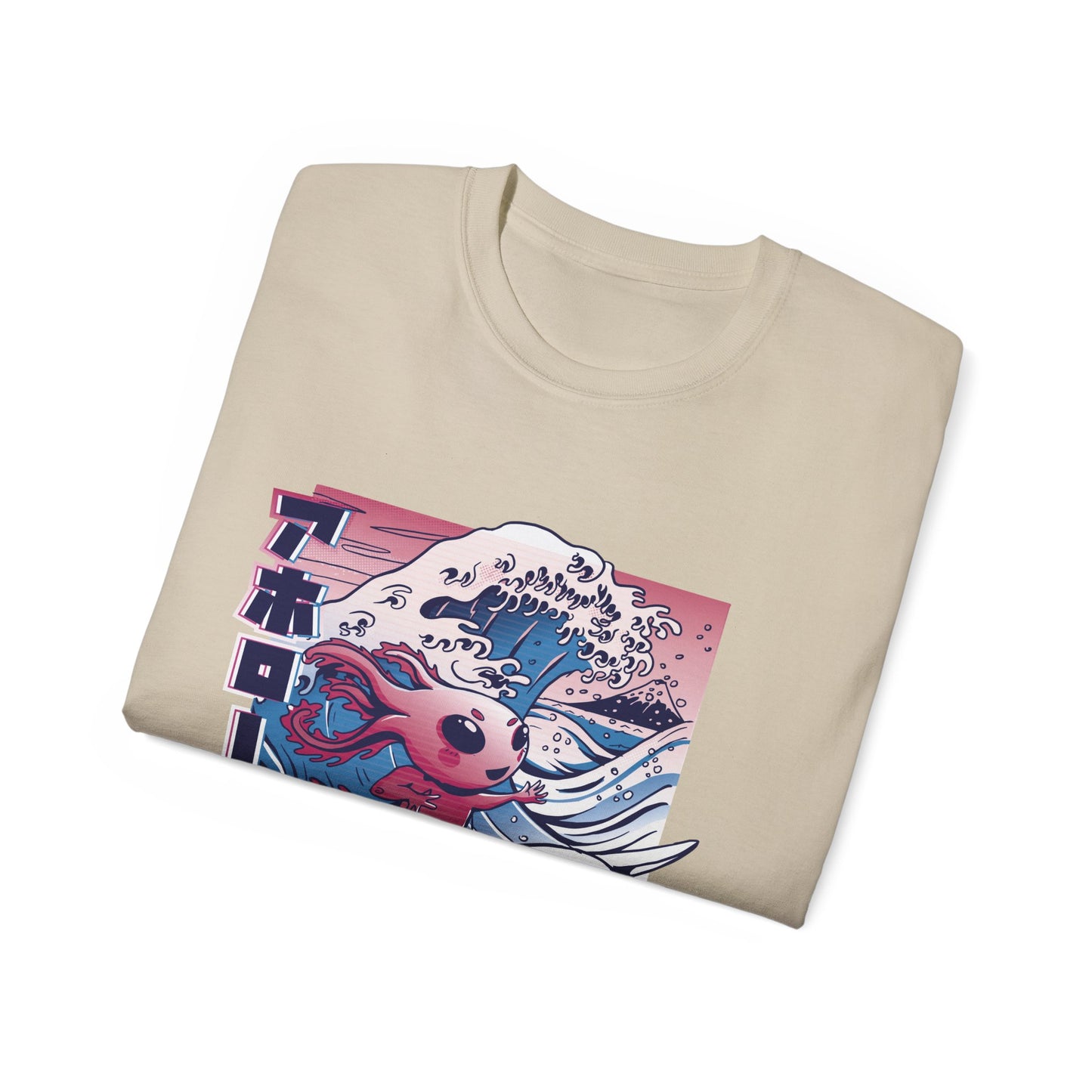 Mens Vaporwave Surfing Axolotl Tee