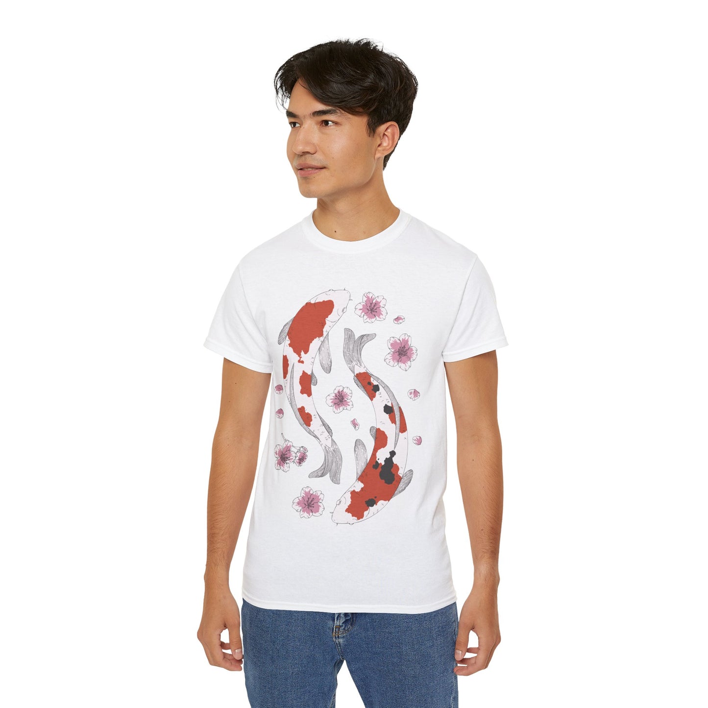 Mens Koi Fish & Flowers Tee