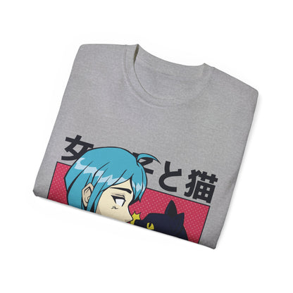 Mens Anime Girl Cat Tee